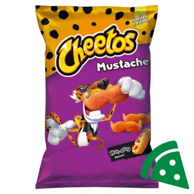 Widok z przodu na CHEETOS Mustache Chrupki kukurydziane o smaku hot doga
