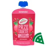 Widok z przodu na Hortex Przetarte Premium mus owocowo-warzywny jabłko banan burak granat jagody goji 100 g